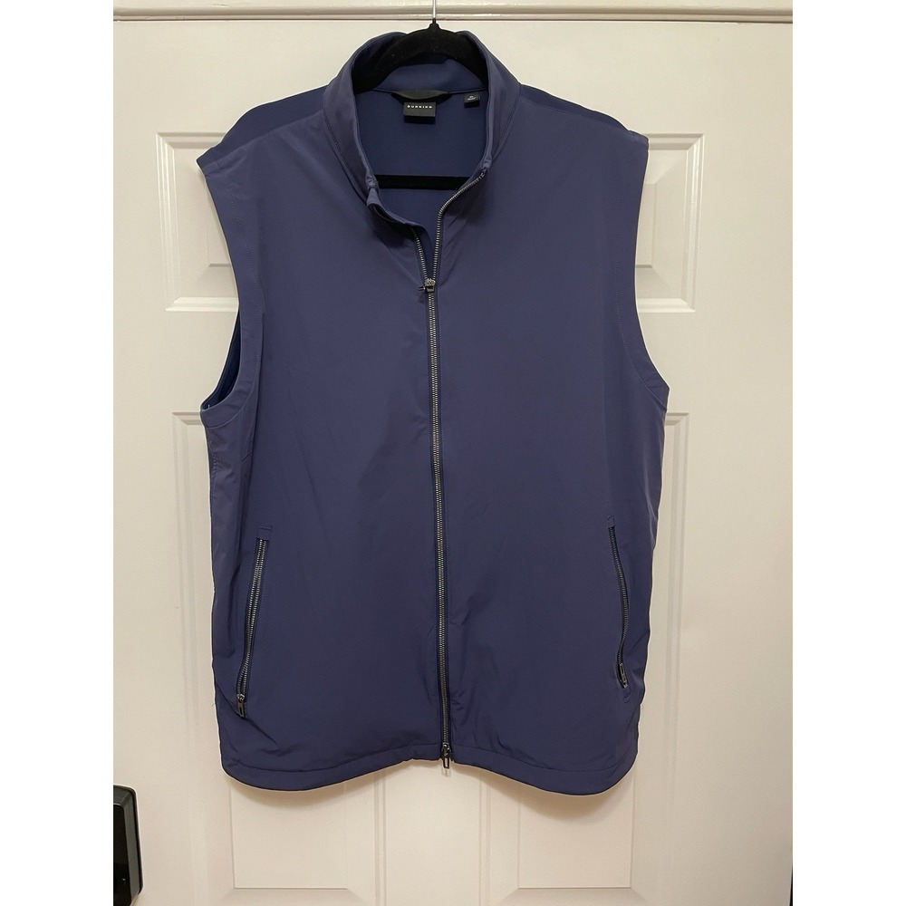 MEN'S DUNNING GOLF FULL ZIP VEST SIZE XL NAVY BLUE ATHLETIC WEAR OUTDOORS SPORT